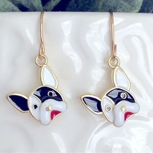 New Bulldog Terrier Enamel Dangle Drop Handmade Earrings Pet Lover Gift Birthday